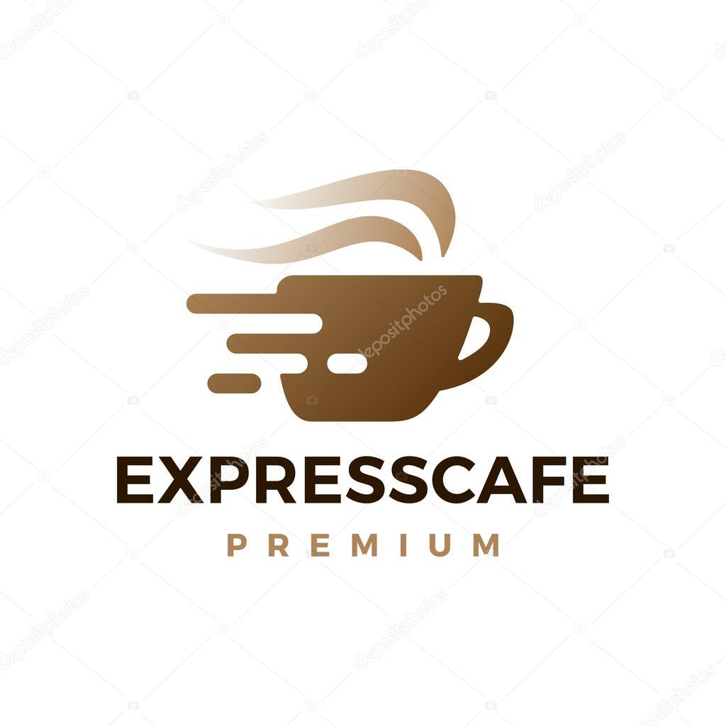 express cafe coffee quick delivery logo vector icon illustration