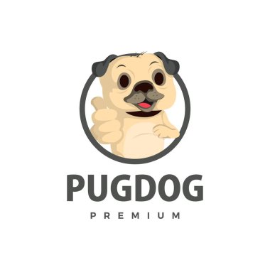 pug dog maskot karakter logo vektör resimlemesini yumrukladı