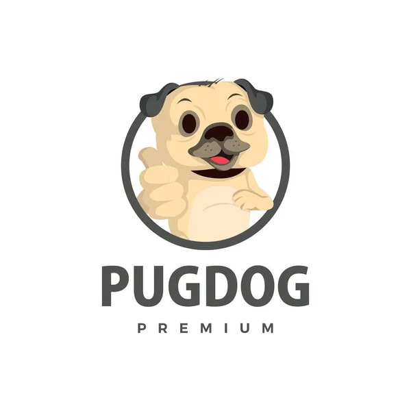 Pug Dog Thump Mascote Personagem Logotipo Vetor Ícone Ilustração —  Vetores de Stock