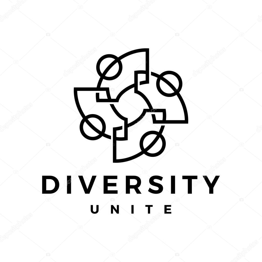 People family diversity outline logo vector icon illustration
