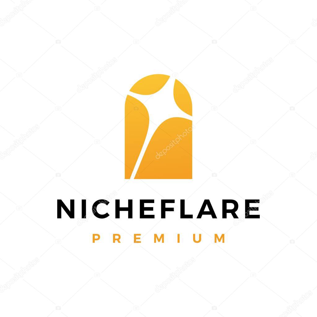 Niche door flare light logo vector icon illustration