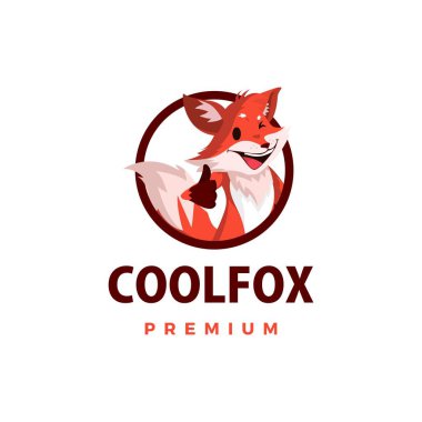 Tilki başparmağı yukarı Maskot karakter logo vektör resimleme