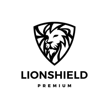 Aslan kalkanı logo vektör çizimi