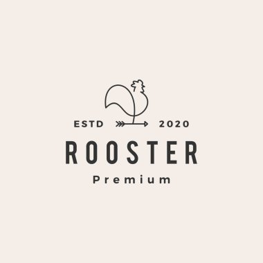 rooster arrow hipster vintage logo vector icon illustration clipart