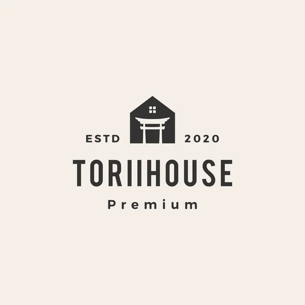Torii House Hipster Vintage Logo Vector图标 — 图库矢量图片