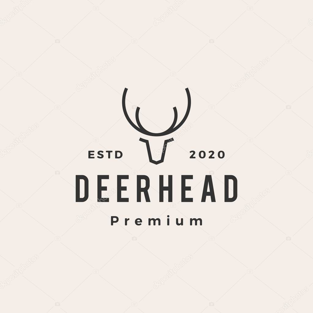 deer head hipster vintage logo vector icon illustration