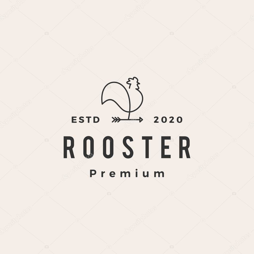 rooster arrow hipster vintage logo vector icon illustration