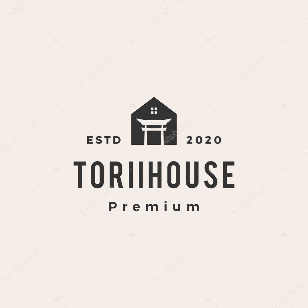 Torii house hipster vintage logo vector icon illustration
