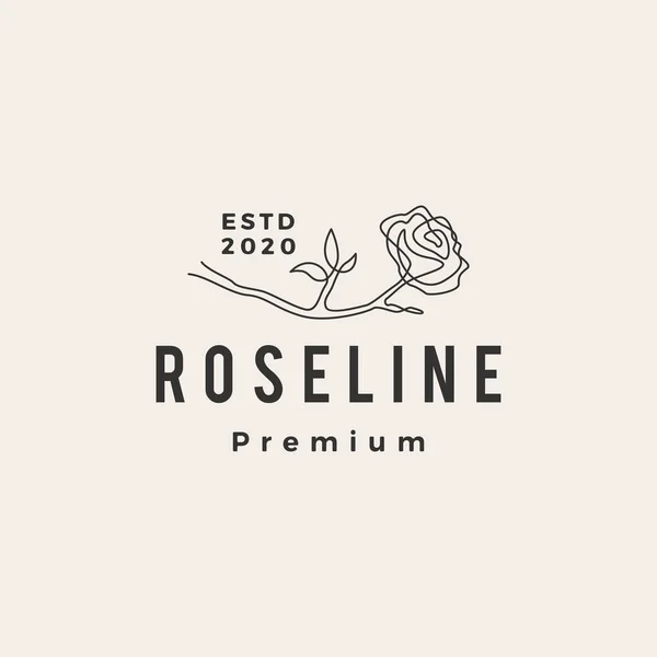 Rose Line Hipster Vintage Logo Vector Icon Illustration — Stock Vector