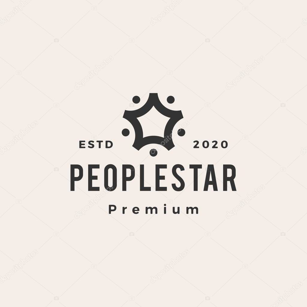 People star hipster vintage logo vector icon illustration