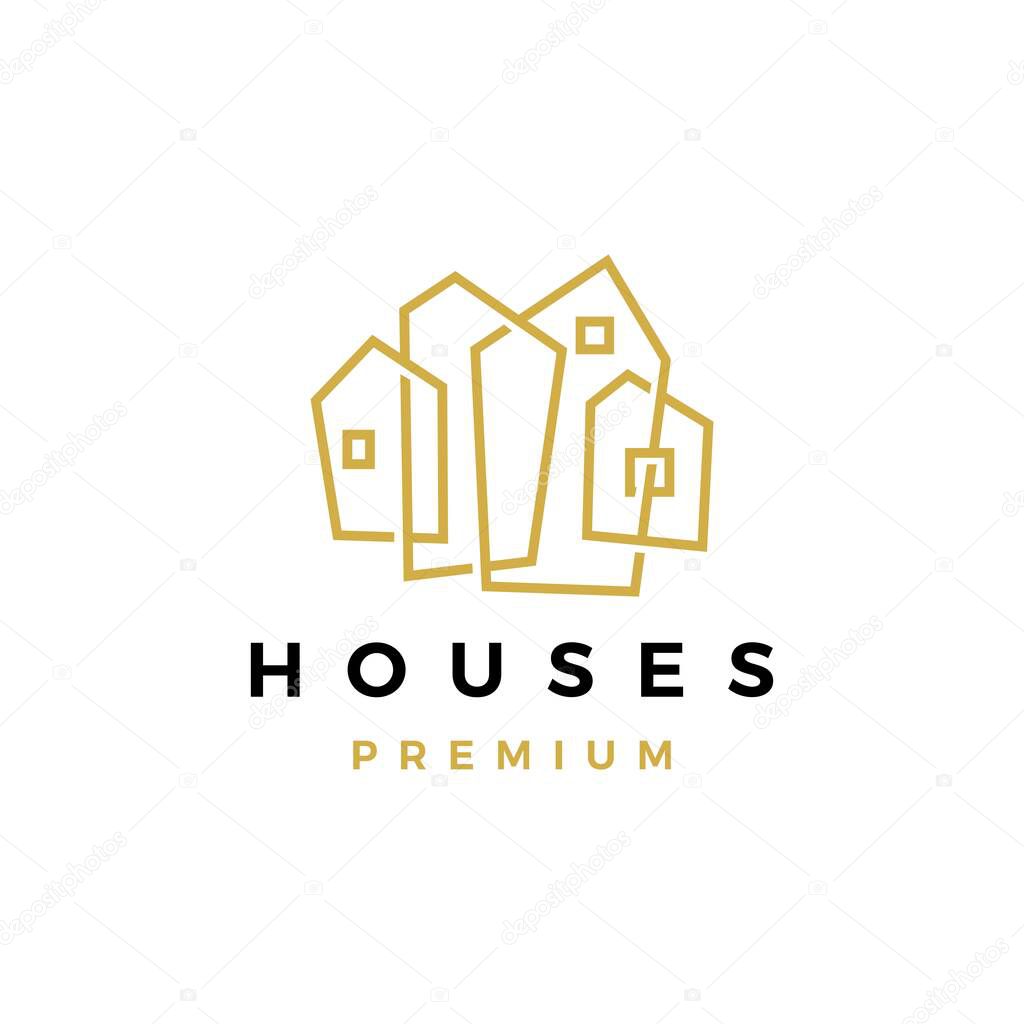 House home mortgage roof architect logo vector icon illustration