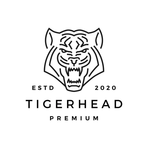 Tiger Head Monoline Logo Vector Icon Illustration — Stock Vector