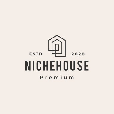 Niche House hipster vintage logo vektör ikonu çizimi