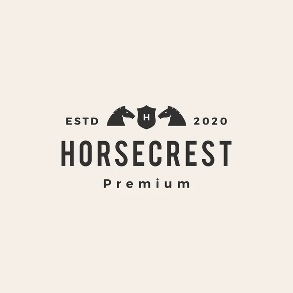 Horse Coat Arms Hipster Vintage Logo Vector Icon Illustration — Stock Vector