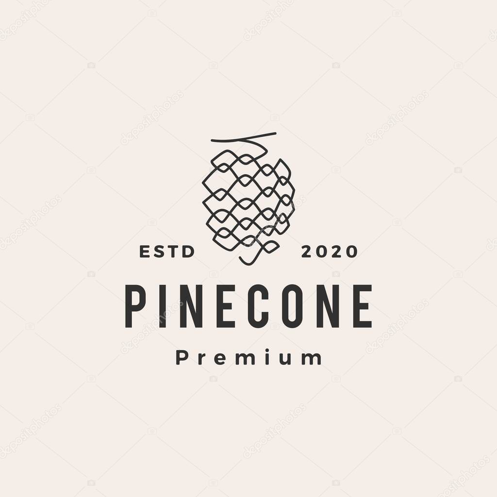 Pine cone hipster vintage logo vector icon illustration