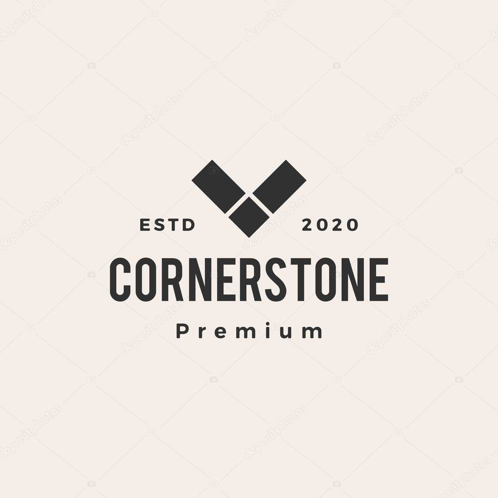 corner stone hipster vintage logo vector icon illustration