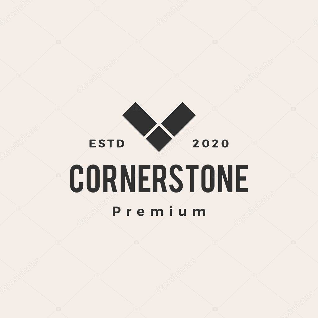 Corner stone hipster vintage logo vector icon illustration