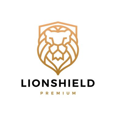 Aslan kalkanı logo vektör çizimi
