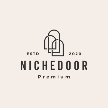 Niş kapı hipster vintage logo vektör simgesi illüstrasyonu