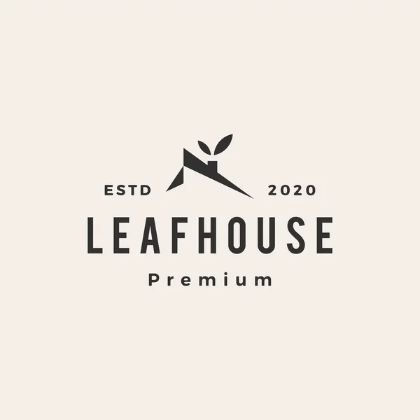 Leaf House Home Mortgage Roof Architect Hipster 빈티지로 고아이콘 — 스톡 벡터