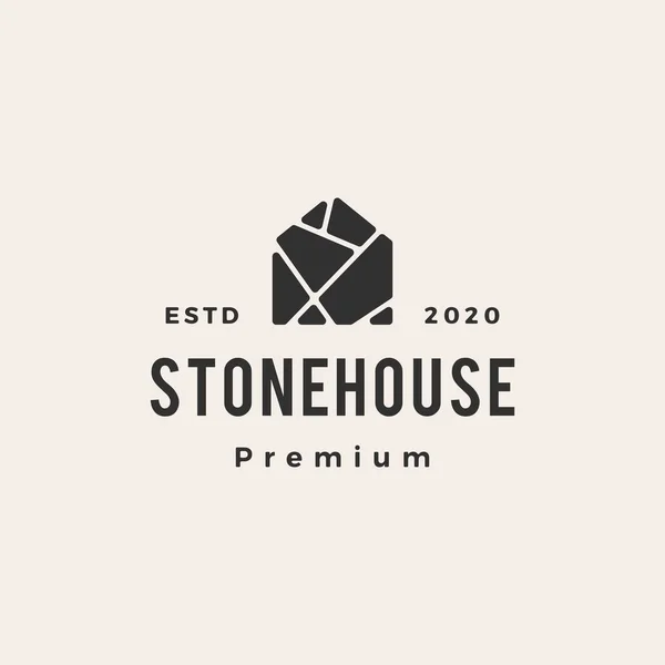 Stenen Huis Hipster Vintage Logo Vector Pictogram Illustratie — Stockvector