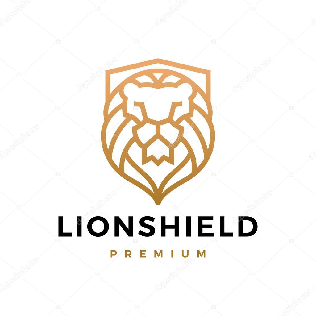 Lion shield logo vector icon illustration
