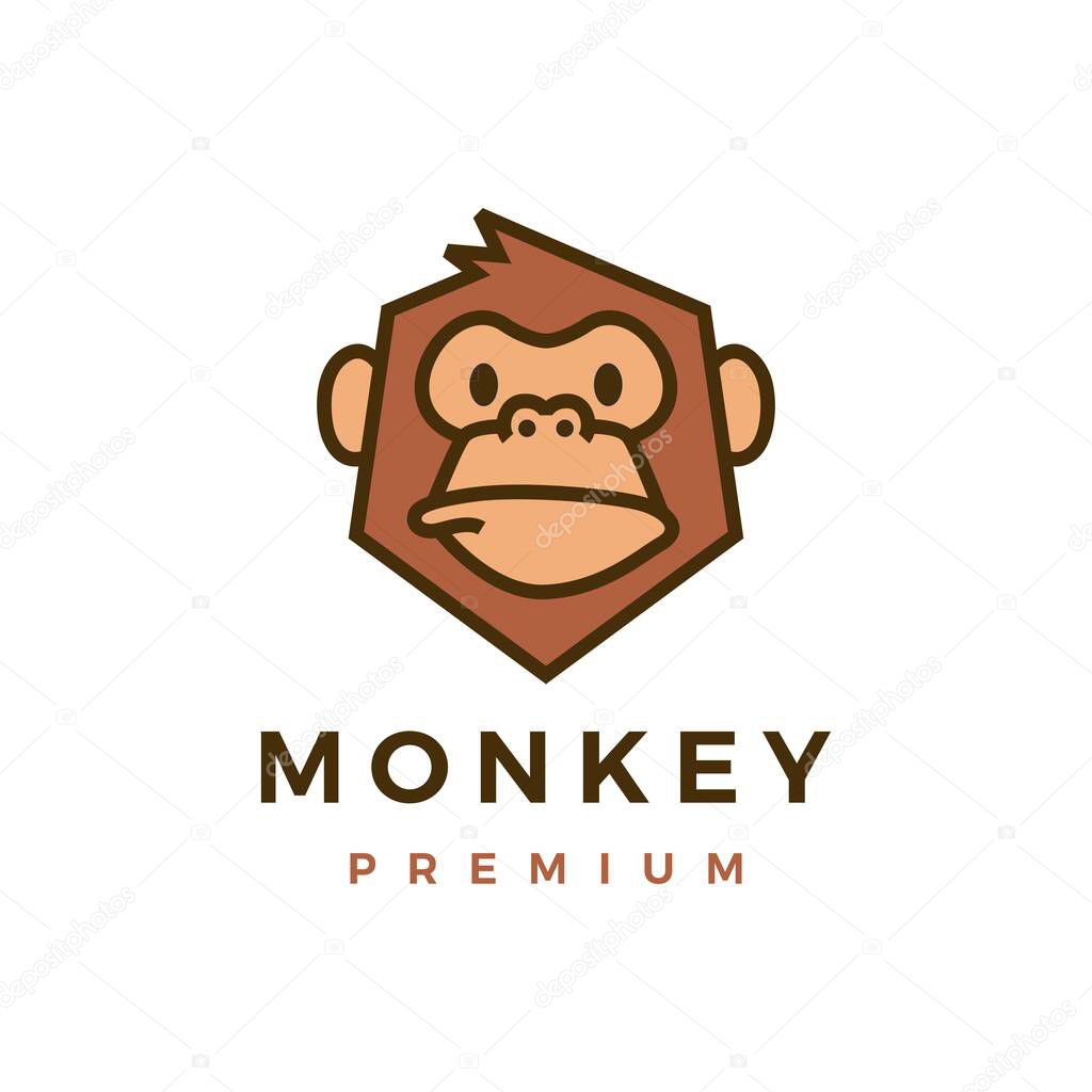 Monkey chimp gorilla logo vector icon illustration