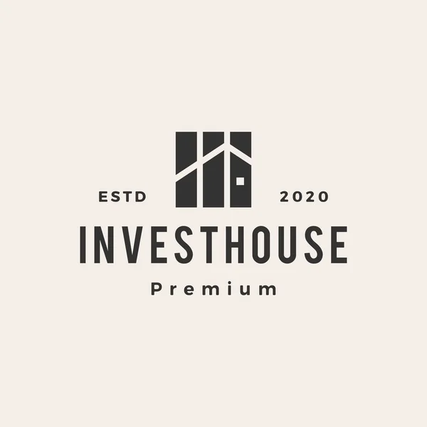 Immobilien Investment Haus Hipster Vintage Logo Vektor Ikone Illustration — Stockvektor