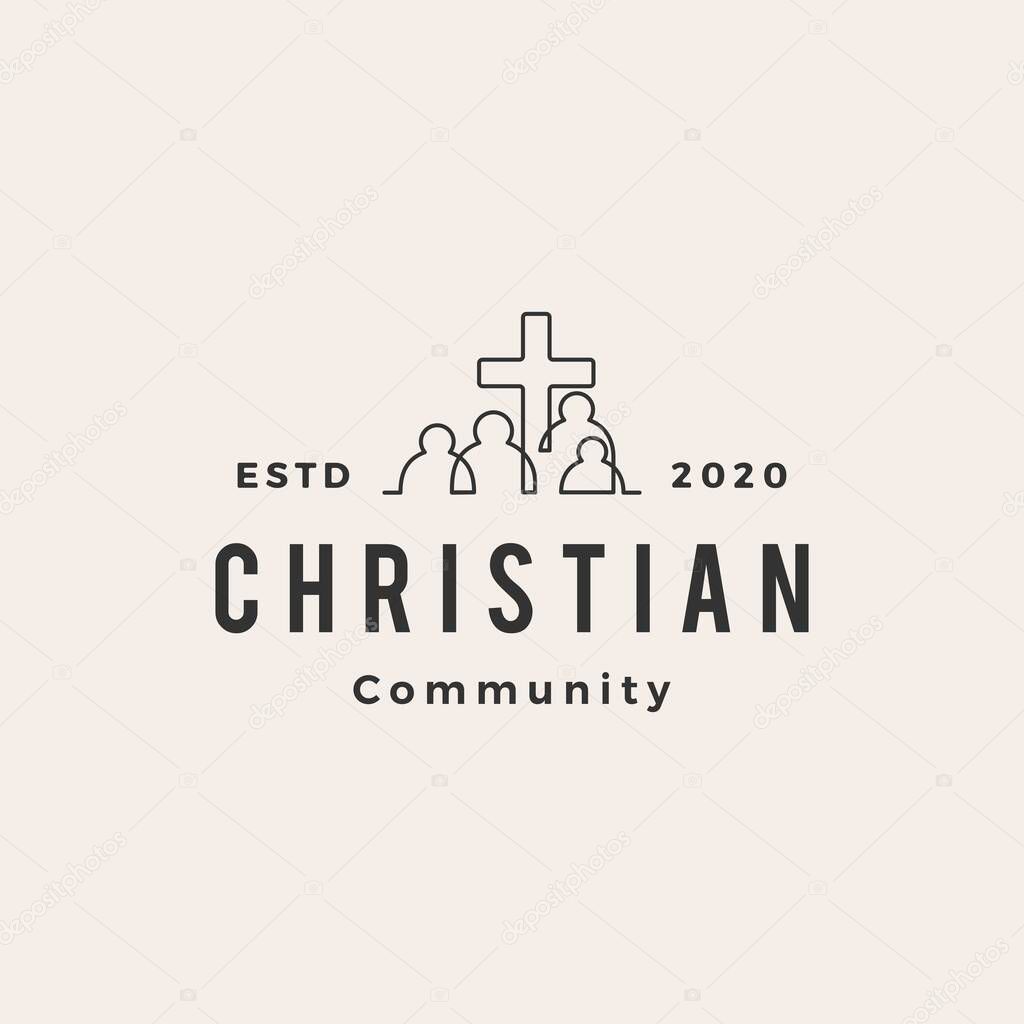 Christian people community hipster vintage logo vector icon illustration