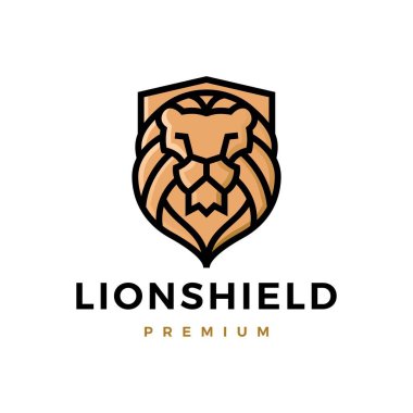 Aslan kalkanı logo vektör çizimi