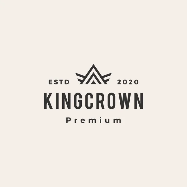 Koning Kroon Hipster Vintage Logo Vector Pictogram Illustratie — Stockvector