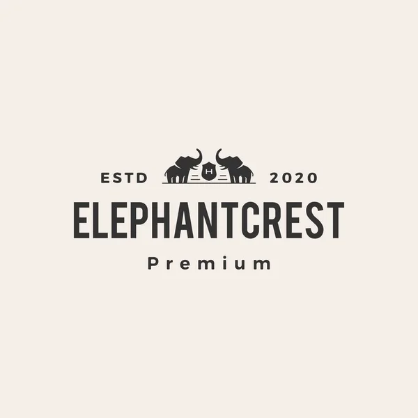 Elephant Coat Arms Hipster Vintage Logo Vector Icon Illustration — Stock Vector