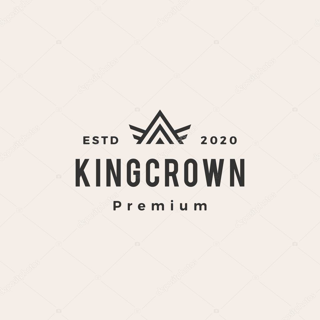 king crown hipster vintage logo vector icon illustration