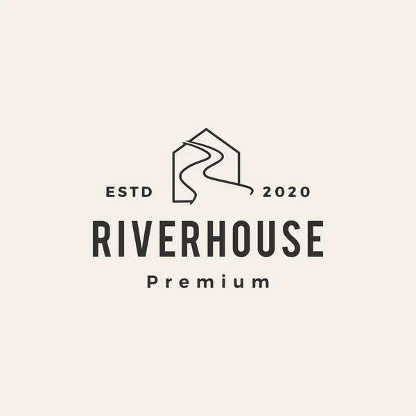 Río Casa Hipster Vintage Logo Vector Icono Ilustración — Archivo Imágenes Vectoriales