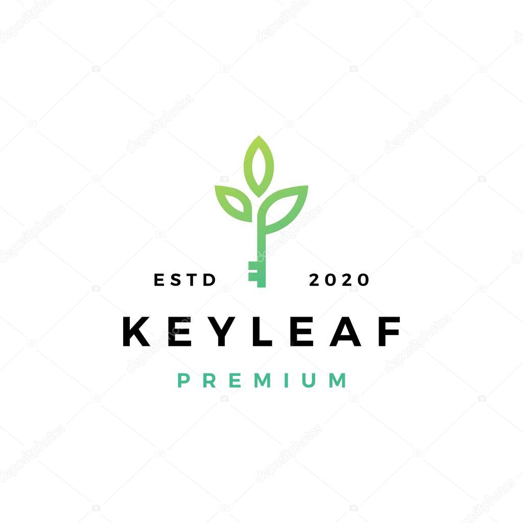 Key leaf logo vector icon illustration