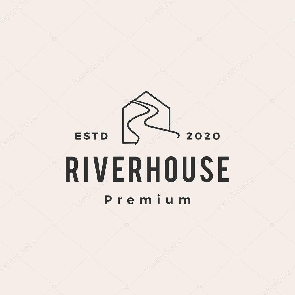 River house hipster vintage logo vector icon illustration