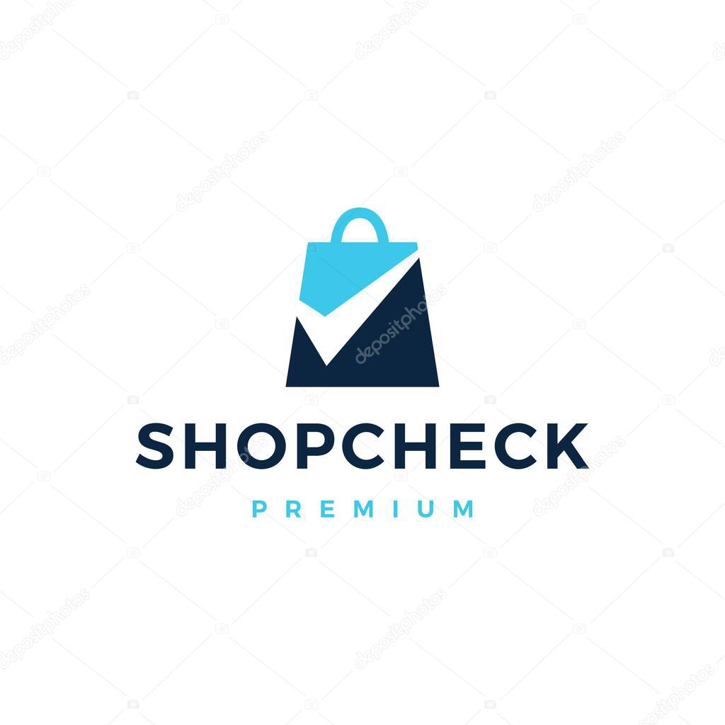 Shop check logo vector icon illustration