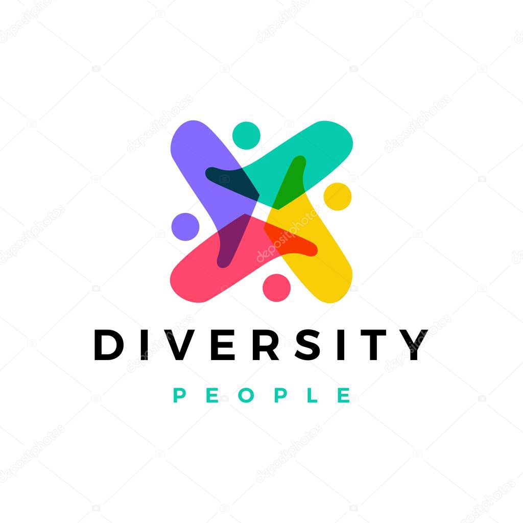 People family diversity colorful logo vector icon illustration