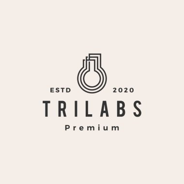 Üç laboratuvar hipster vintage logo vektör resimleme