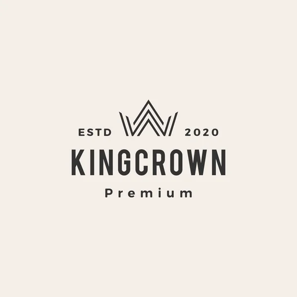 Kral Crown Hipster Vintage Logo Vektör Resimleme — Stok Vektör