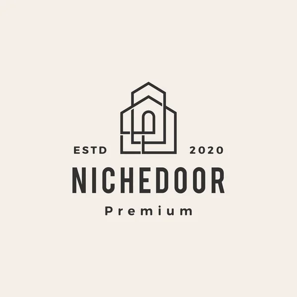 Nicho Porta Casa Hipster Logotipo Vintage Ícone Vetor Ilustração —  Vetores de Stock