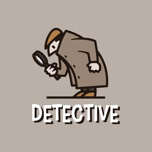 Detective Retro Dibujos Animados Mascota Logo Vector Icono Ilustración — Archivo Imágenes Vectoriales