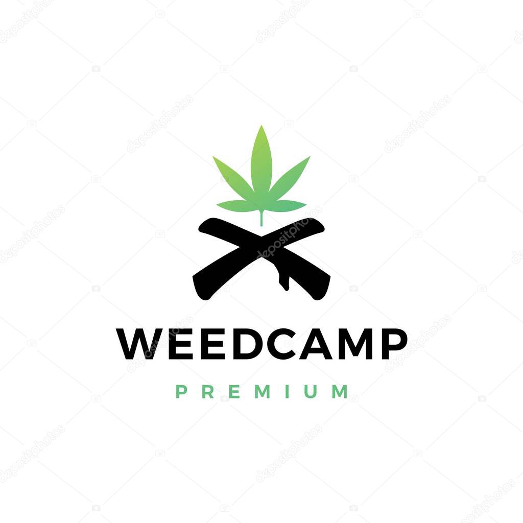 Cannabis weed camp logo vector icon illustration
