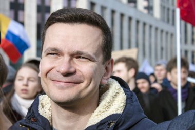 Moskova, Rusya, - 10 Mart 2019. İsteğe bağlı internet özgürlüğü Rusya ralli.