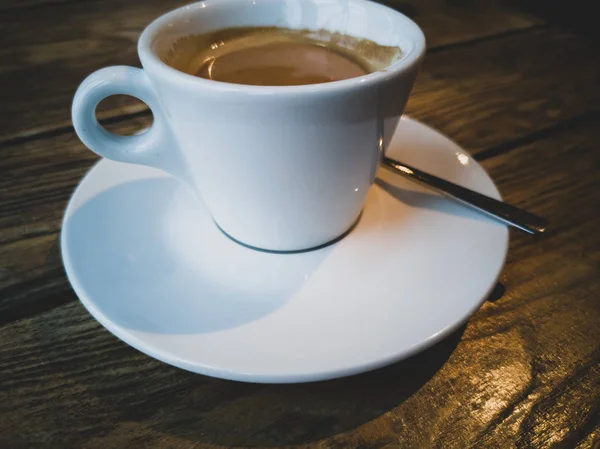 Cup Coffee Wooden Table — Stock Photo, Image