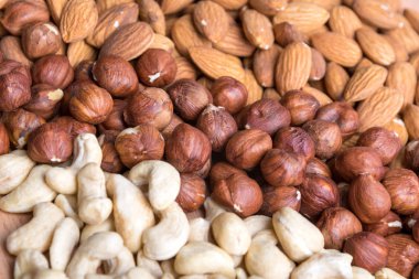 Kaju, Fındık ve Badem Seti. Sağlıklı gıda.