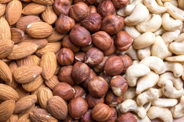 Kaju, Fındık ve Badem Seti. Sağlıklı gıda.