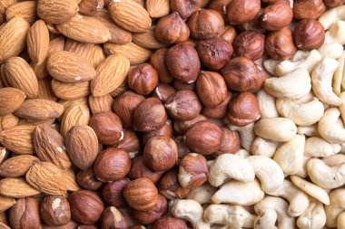 Kaju, Fındık ve Badem Seti. Sağlıklı gıda.