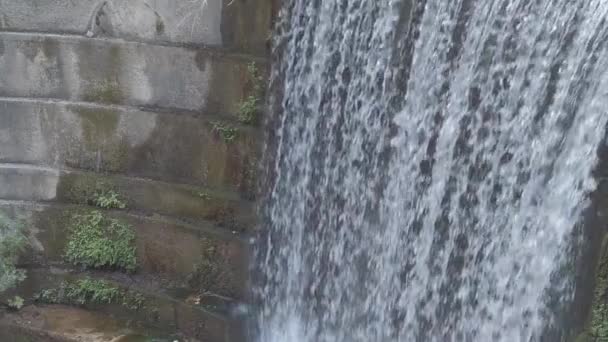 Closeup of Artificial Waterfall in Rhodes,  Epta Piges. Slow Motion. — Stock Video