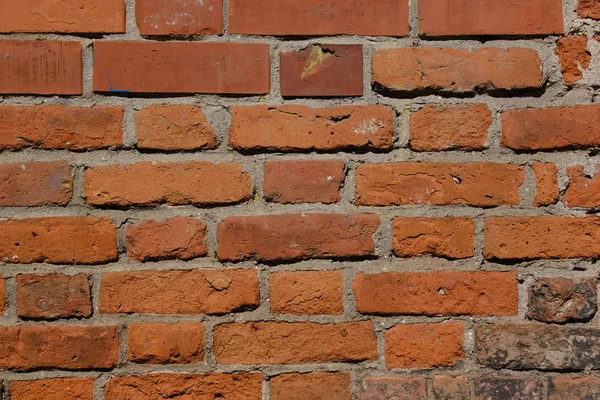 Oude oranje bakstenen muur. bakstenen muur, metselwerk textuur, metselwerk pa — Stockfoto